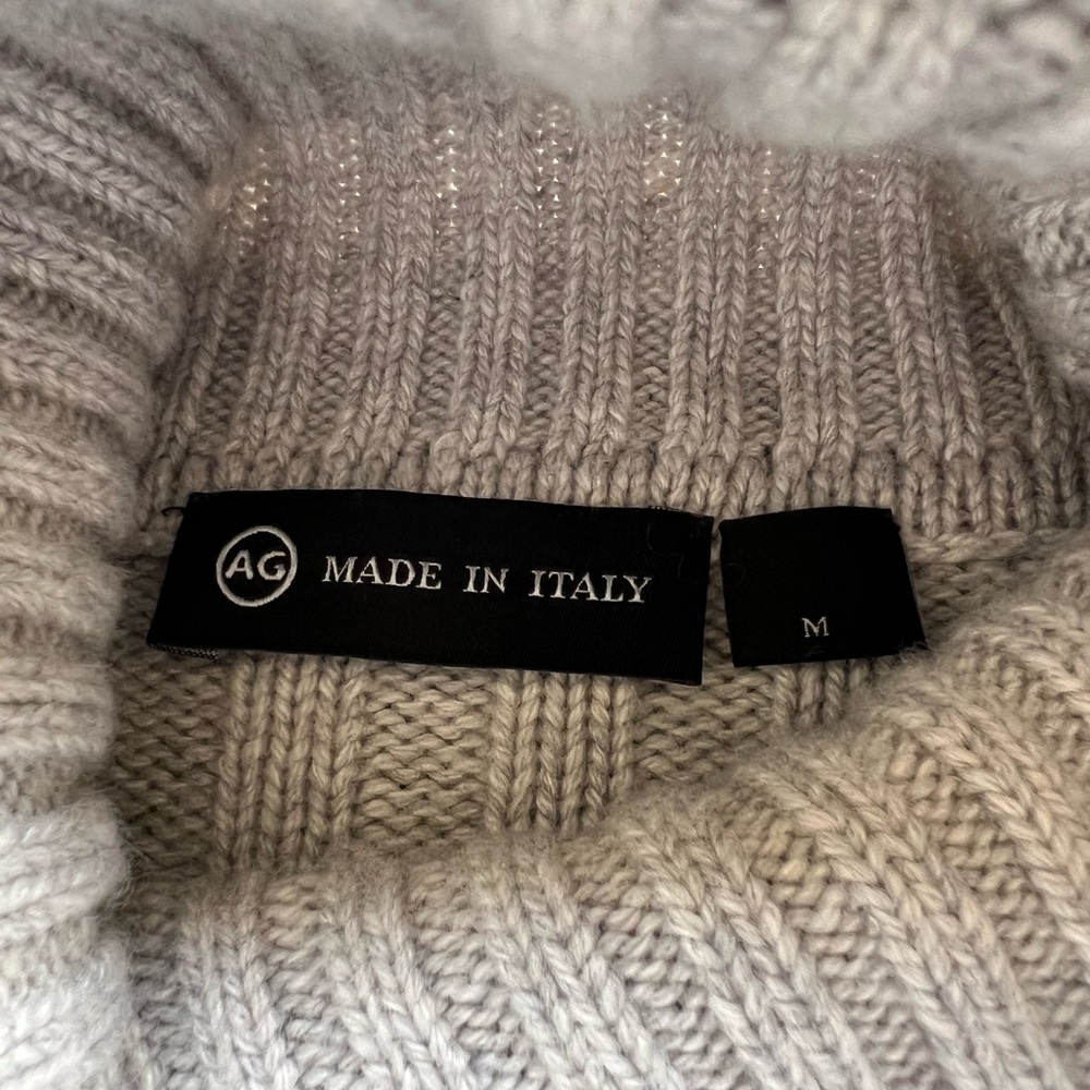 AG Adriano Goldschmied Gray Ribbed Wool Cashmere Turtleneck Sweater Womens M - Picture 4 of 6
